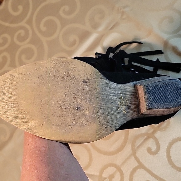 Suede black fringe cowboy boots - Picture 3 of 7